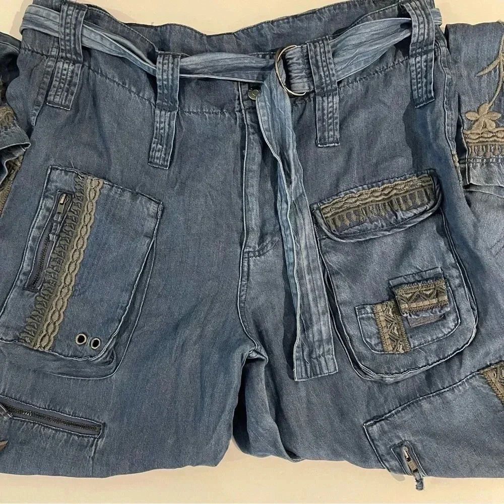 NWT Johnny Was Aventura baggy jeans, size 10. Cargo pockets and embroidery. - Picture 9 of 10